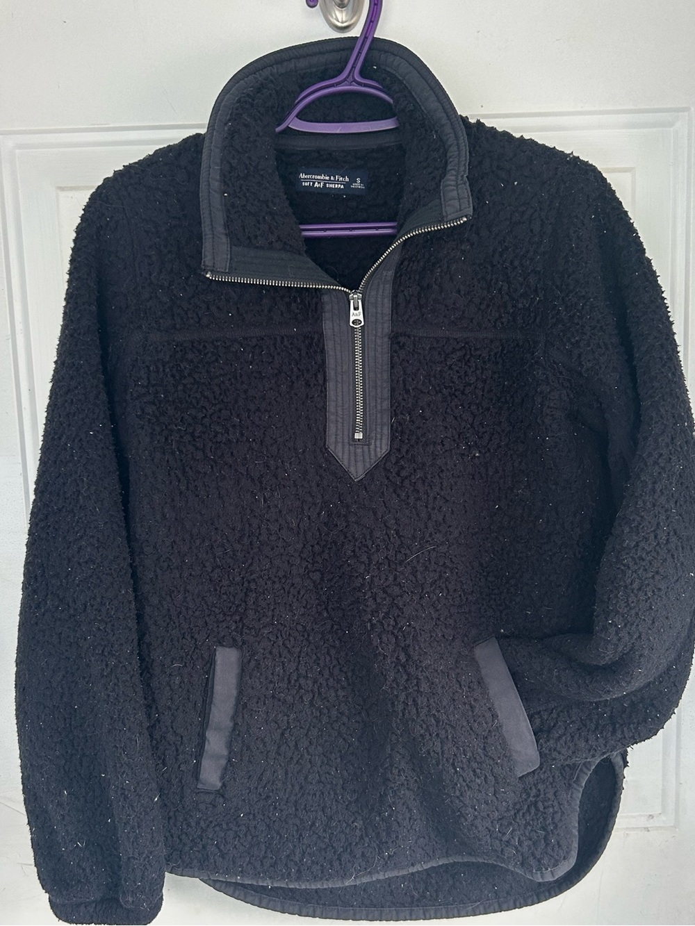 ABERCROMBIE & FITCH Soft A&F Sherpa Half Zip Fleece Pullover • Size S